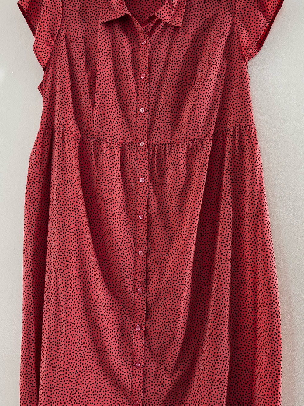Motherhood Red Button-Front Polka Dot Maternity Top